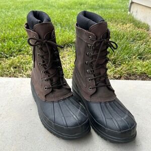 Totes Men's Boots Size 9 Medium brown Leather Insulated Winter Duck Snowking